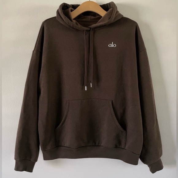 ALO Yoga Accolade Hoodie Size L Brown Expresso - Picture 2 of 9